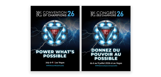 Poster designs for the 2026 convention of champions