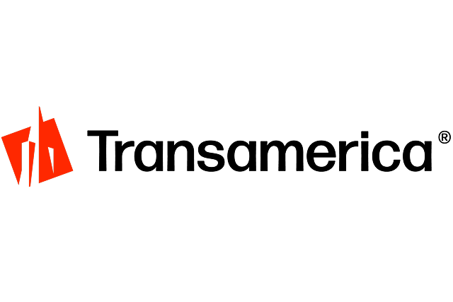 Transamerica logo containing a red pyramid illustration and black text