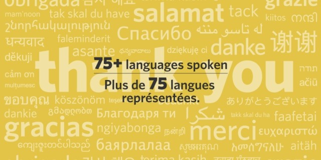 75+ language spoken | Plus de 75 langues répresentées