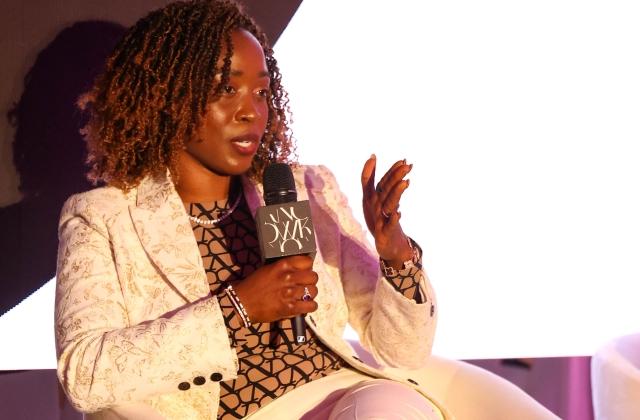 Linda Fombo speaks on a panel at the KNOW summit