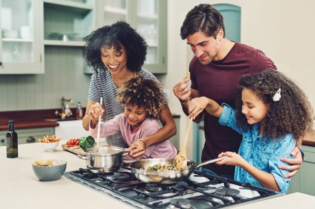 A family cooking